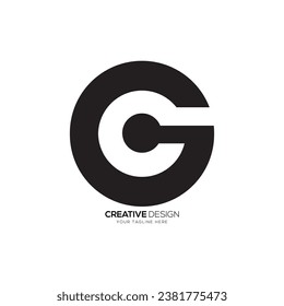 Letra Cg o Gc forma redondeada con espacio negativo logotipo de monograma creativo único moderno