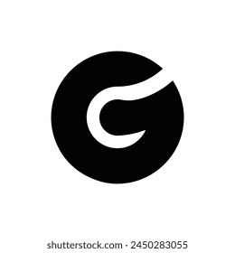 Letter Cg or Gc rounded shape negative space modern flat monogram logo