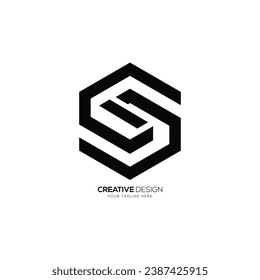 Letter Cg hexagonal shape creative unique monogram abstract logo