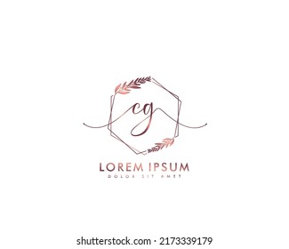 Letter CG Initial handwriting logo with signature and hand drawn style.