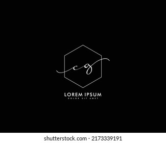 Letter CG Initial handwriting logo with signature and hand drawn style.