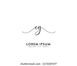 Letter CG Initial Handwriting Logo With Signature And Hand Drawn Style.