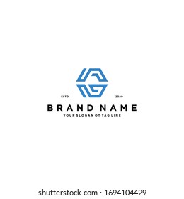 plantilla vectorial de diseño de logotipo CG de letra