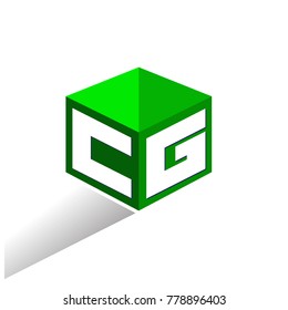 Letter CG logo in hexagon shape and green background, cube logo with letter design for company identity.
