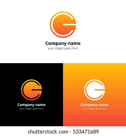 Letter CG logo icon flat and vector design template. Trend orange gradient color on white and black background. Minimalism monogram symbol in vector for company.