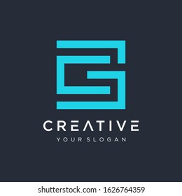 Letter CG Logo with square concept. Template Illustration Business Company Vector Logo Design. Creative minimalism logotype icon symbol. - VECTOR