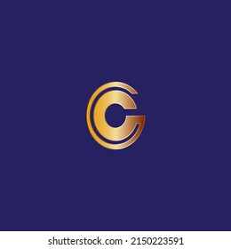 Letter CG monogram logo in golden gradient....