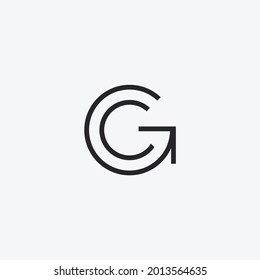 Letter CG monoline logo design template.