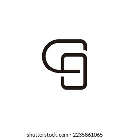 letter cg simple linked line flat geometric logo vector