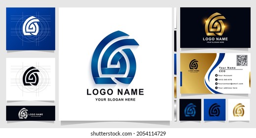 Letter CGA or A monogram logo template with business card design