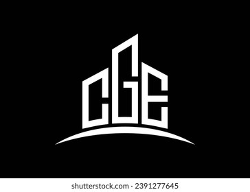 Plantilla de diseño del logotipo del monólogo del vector de construcción de CGE. Construyendo el logotipo de Shape CGE.
