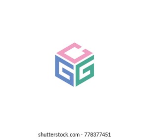 Letter CGG Logo Template. Logo mit drei Buchstaben CGG. Hexagon-Logo