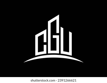 Letter CGU building vector monogram logo design template. Building Shape CGU logo.