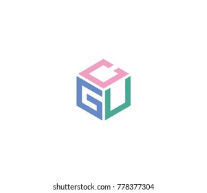 Letter CGU logo template. Hexagon logo