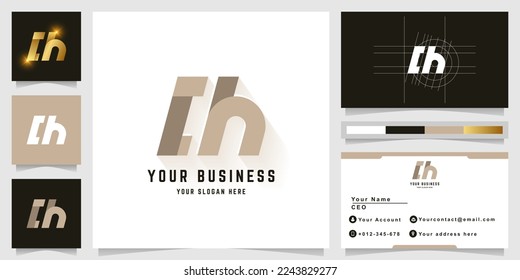 Letter Ch or ah monogram logo with business card design