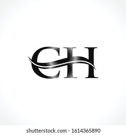 Letter CH Black Logo Design With White Background. Initial CH Logo Template
