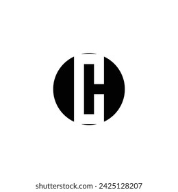 letter CH circle geometric symbol simple logo vector