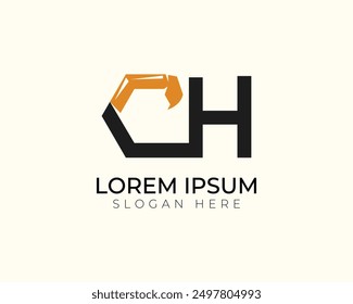 letra CH construcción logo diseño Vector Plantilla