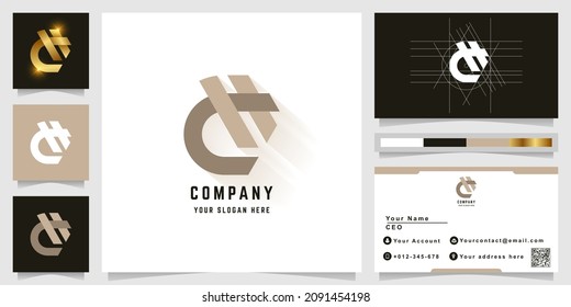 Logo de monograma de letra CH o dH con diseño de tarjeta de visita