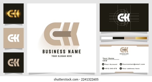 Letter CH or EH monogram logo with business card design