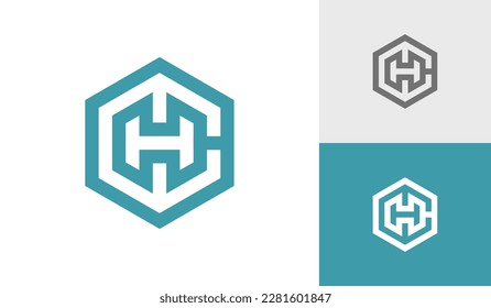 Letter CH or HC hexagon monogram logo design vector