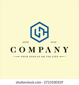 letra CH hexágono concepto logo diseño Vector Plantilla