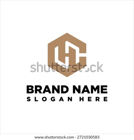 letter CH hexagon concept logo design vector template