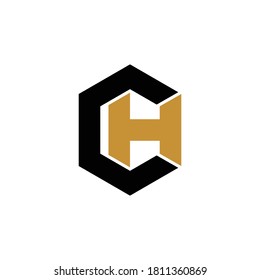 Letter CH hexagon logo design vector
