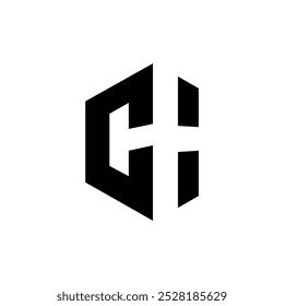 Letter Ch hexagon shape modern negative space logo