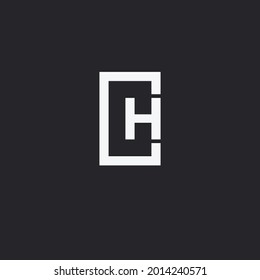 Letter CH Initial design logo template. Black background.