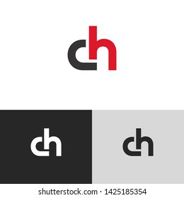 Letter ch linked lowercase logo design template elements. Isolated on white black grey background. Suitable for business, consulting group company.