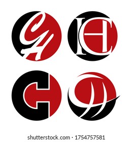 vector de diseño de logotipo de ch de letra