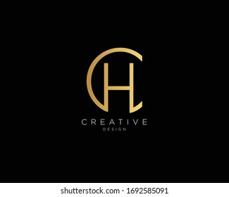 Letter CH Logo Design, Creative Minimal CH Monogram In Gold Color