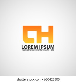 Letter Ch logo linked design, vector icon connected in orange color.