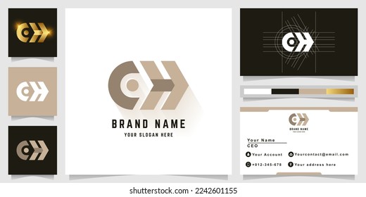 Logos für Buchstaben CH oder OH mit Visitenkartendesign