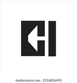 Letter Ch rectangle shape negative space initial creative elegant monogram