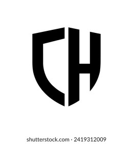 Letter Ch with security shield shape protection icon modern typography monogram logo