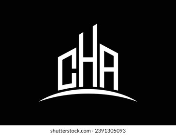 Letter CHA building vector monogram logo design template. Building Shape CHA logo.