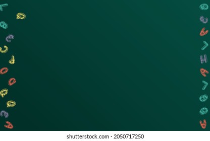 Letter Chalkboard Vector Green Background. Drawn Decorative Typography. Drawing Chalk School Board Art. Writing Cover.