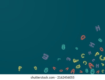 Letter Chalkboard Vector Green Background. Text Writing Sketch. Style Alphabet Blackboard Template. Education Cover.