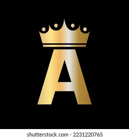 Letter A Charity Crown Logo Design With Unit Symbol Vector Template