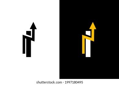 Letter i with chart arrow up concept. Very suitable in various business purposes, also for icon, symbol, logo name and many more.