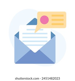 A letter with chat bubble, editable vector of mail ready to use