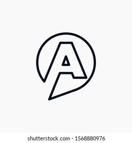 letter A chat with bubble line logo. talk logo vector modern illustration graphic abstract template. minimalist Chat concept Logo Template. Communication icon vector, social media icon - VECTOR