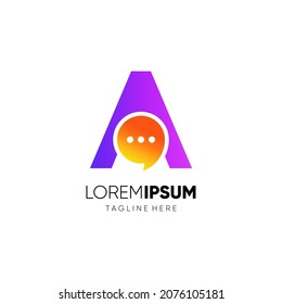 Letra A Chat Bubble Logo Diseño Icono del vector Emblema gráfico Ilustración Plantilla de fondo