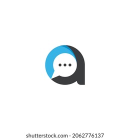 Letra A diseño vectorial de logotipo de comunicación de chat
