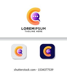 letter chat logo apps, letter C logo