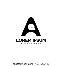 Letter A Chat Logo Design, Communication Logo Template