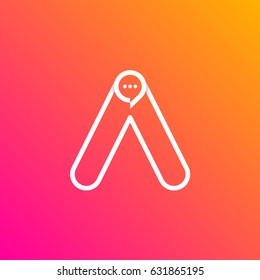 Letter A with Chat logo line shape, Social Talk, Social media, Sphere speech bubble, Technology and digital logotype