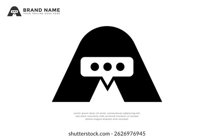 Letra A Logo De Chat. Diseño de logotipo único con la letra A integrada con una burbuja de discurso. Adecuado para App de comunicación, foros o marcas de medios modernos.